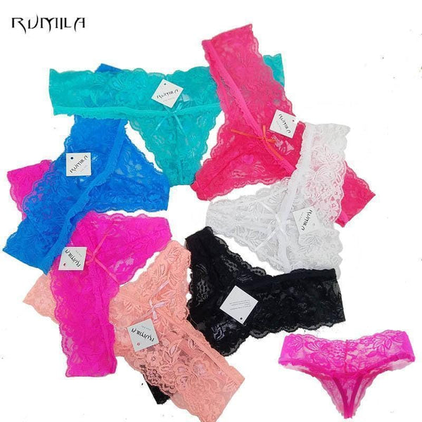 Women all Lace Comfortable Thong Panties In Extended Sizes-ah11 random style-XL-JadeMoghul Inc.