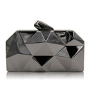 Women All Metal Diamond Cut Design Evening Clutch-Black-Mini(Max Length<20cm)-JadeMoghul Inc.