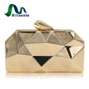 Women All Metal Diamond Cut Design Evening Clutch-Black-Mini(Max Length<20cm)-JadeMoghul Inc.