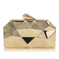 Women All Metal Diamond Cut Design Evening Clutch-Gold-Mini(Max Length<20cm)-JadeMoghul Inc.