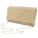 Women Aluminum Mesh Envelope Evening Clutch-Beige-JadeMoghul Inc.