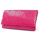 Women Aluminum Mesh Envelope Evening Clutch-RoseRed-JadeMoghul Inc.