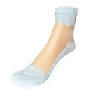 Women Ankle Length Sheer Net Socks With Lace Detailing-Black-JadeMoghul Inc.