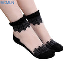 Women Ankle Length Sheer Net Socks With Lace Detailing-Black-JadeMoghul Inc.