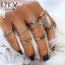 Women Antique Silver Plated 8 Pcs Feather Ring Set--JadeMoghul Inc.