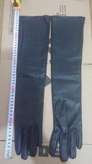 Women Arm / Elbow Length PU Leather Gloves-black long-JadeMoghul Inc.