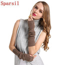 Women Arm Length Cashmere Blend Finger Less Gloves-camel-One Size-JadeMoghul Inc.