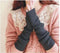 Women Arm Length Cashmere Blend Finger Less Gloves-dark gray-One Size-JadeMoghul Inc.