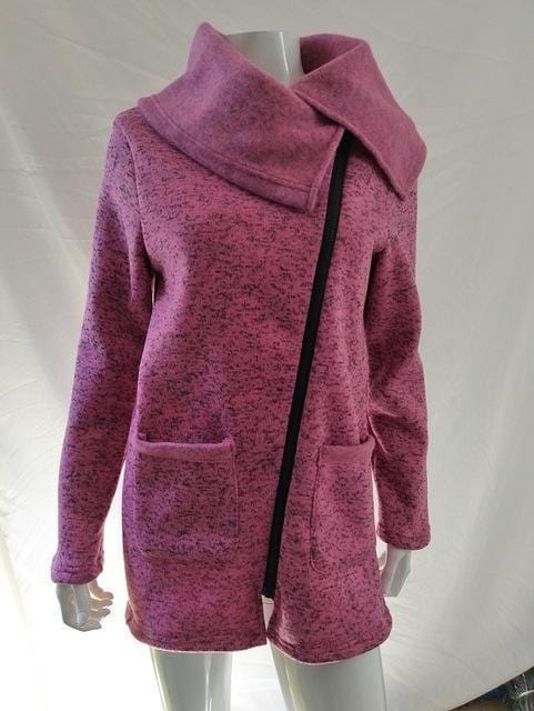 Women Autumn Winter Clothes Warm Fleece Jacket Slant Zipper Collared Coat Casual Clothing Overcoat Tops Female Coat Sweatshirts-Purple-S-China-JadeMoghul Inc.