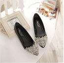 Women Ballet Flat Pumps With Rhinestone Crystal Detailing