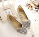 Women Ballet Flat Pumps With Rhinestone Crystal Detailing