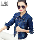Women Basic Denim Jacket-Blue-L-JadeMoghul Inc.