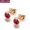 Women Basic Round Crystal Stud Earrings-RoseGold Red-JadeMoghul Inc.