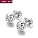 Women Basic Round Crystal Stud Earrings-WhiteGold Clear-JadeMoghul Inc.