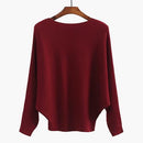 Women Batwing Casual Sweater-Wine red-One Size-JadeMoghul Inc.