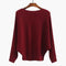 Women Batwing Casual Sweater-Wine red-One Size-JadeMoghul Inc.