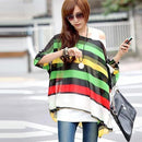 Women Batwing Sleeves Printed chiffon Shirt Top-picture color 5-4XL-JadeMoghul Inc.