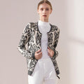 Women Bold Print Zippered Jacket-Gray-One Size-JadeMoghul Inc.