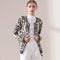 Women Bold Print Zippered Jacket-Gray-One Size-JadeMoghul Inc.