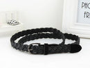 Women Braided Design Leather Belt In Candy Colors-black-105cm-JadeMoghul Inc.