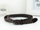 Women Braided Design Leather Belt In Candy Colors-brown-105cm-JadeMoghul Inc.