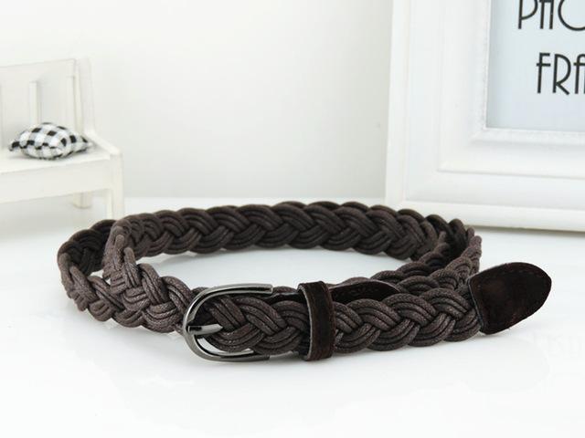 Women Braided Design Leather Belt In Candy Colors-brown-105cm-JadeMoghul Inc.