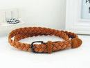 Women Braided Design Leather Belt In Candy Colors-camel-105cm-JadeMoghul Inc.