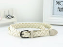 Women Braided Design Leather Belt In Candy Colors-white-105cm-JadeMoghul Inc.
