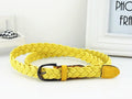 Women Braided Design Leather Belt In Candy Colors-yellow-105cm-JadeMoghul Inc.
