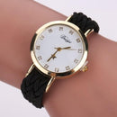 Women Braided Leather Fashion Wrist Watch-Black-JadeMoghul Inc.