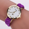 Women Braided Leather Fashion Wrist Watch-Purple-JadeMoghul Inc.