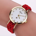 Women Braided Leather Fashion Wrist Watch-Red-JadeMoghul Inc.