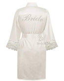 Women "BRIDE" Embroidered Silk Robe