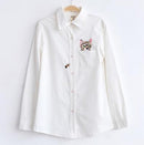 Women Button Down Cotton Shirt Top With Embroidery and Lace Detailing-Cat 001-S-JadeMoghul Inc.