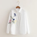 Women Button Down Cotton Shirt Top With Embroidery and Lace Detailing-white lace-S-JadeMoghul Inc.