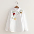 Women Button Down Cotton Shirt Top With Embroidery and Lace Detailing-white lace-S-JadeMoghul Inc.