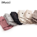 Women Cable Knit Wool Convertible Mittens / Gloves-Black-One Size-JadeMoghul Inc.