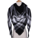 Women Cashmere Blend Plaid Triangle Shaped Scarf/Wrap-Triangle black white-JadeMoghul Inc.