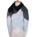 Women Cashmere Blend Plaid Triangle Shaped Scarf/Wrap-Triangle Blue Black-JadeMoghul Inc.