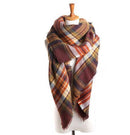 Women Cashmere Blend Plaid Triangle Shaped Scarf/Wrap-Triangle brown-JadeMoghul Inc.