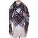 Women Cashmere Blend Plaid Triangle Shaped Scarf/Wrap-Triangle Green white-JadeMoghul Inc.