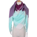 Women Cashmere Blend Plaid Triangle Shaped Scarf/Wrap-Triangle Purpl-JadeMoghul Inc.