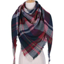 Women Cashmere Blend Plaid Triangle Shaped Scarf/Wrap-Triangle Rainbow-JadeMoghul Inc.