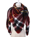 Women Cashmere Blend Plaid Triangle Shaped Scarf/Wrap-Triangle Red-JadeMoghul Inc.