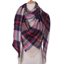 Women Cashmere Blend Plaid Triangle Shaped Scarf/Wrap-Triangle Rose red-JadeMoghul Inc.