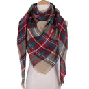 Women Cashmere Blend Plaid Triangle Shaped Scarf/Wrap-Triangle Tan-JadeMoghul Inc.