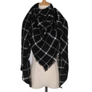 Women Cashmere Blend Plaid Triangle Shaped Scarf/Wrap-Triangle whitestripe-JadeMoghul Inc.