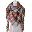 Women Cashmere Blend Plaid Triangle Shaped Scarf/Wrap-Triangle Yellow 2-JadeMoghul Inc.