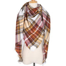 Women Cashmere Blend Plaid Triangle Shaped Scarf/Wrap-Triangle Yellow 3-JadeMoghul Inc.