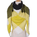 Women Cashmere Blend Plaid Triangle Shaped Scarf/Wrap-Triangle YellowBlack-JadeMoghul Inc.